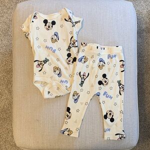 Disney Mickey Mouse Cream Bodysuit Set